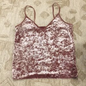 American Eagle Cropped Crushed Velvet Crop Cami